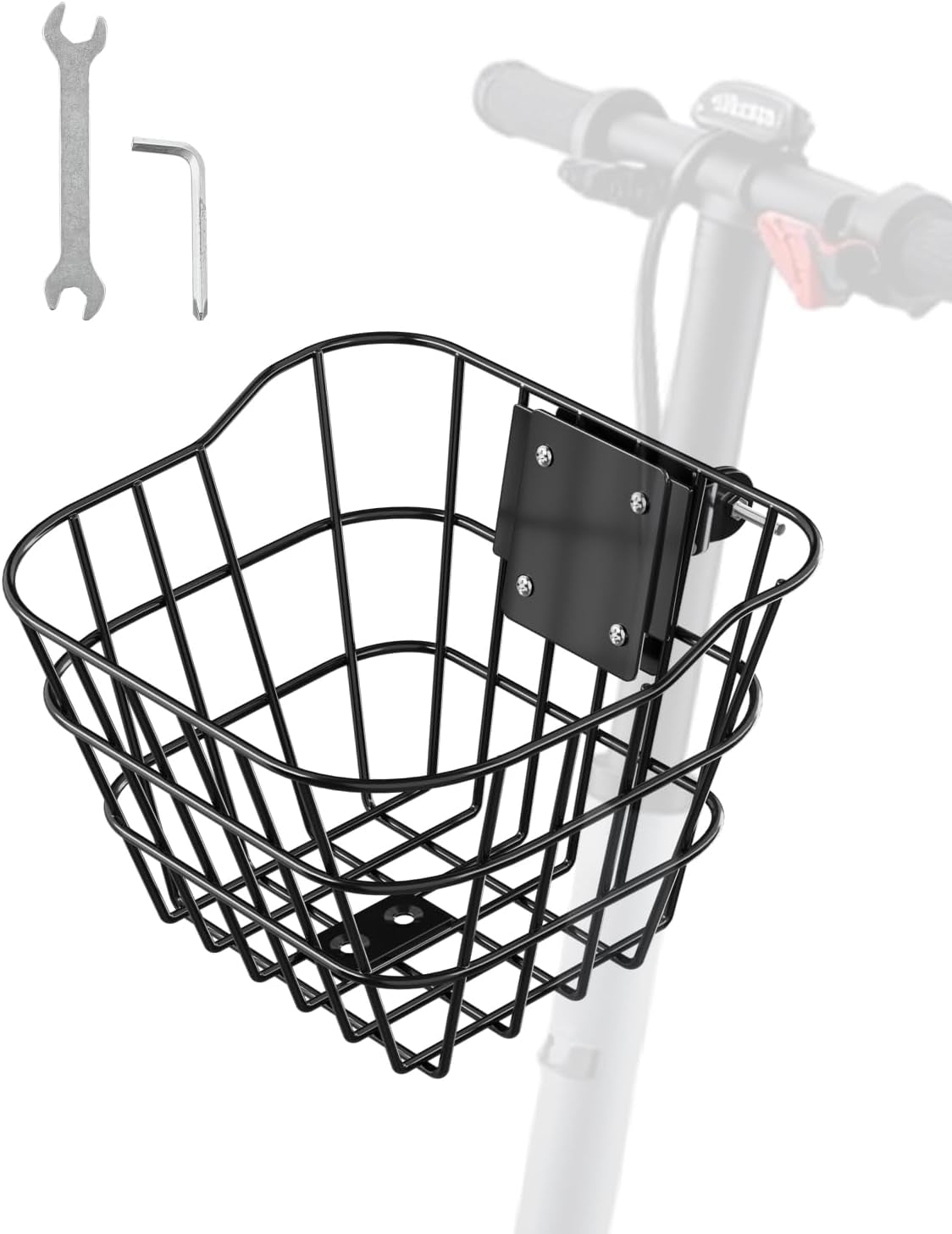 VEVOR Front Bike Basket, Electric Scooter Basket with Fixed Bracket - Max Bearing 20 Lbs, Construct from Solid Steel, Knee Electric Scooter Accessories