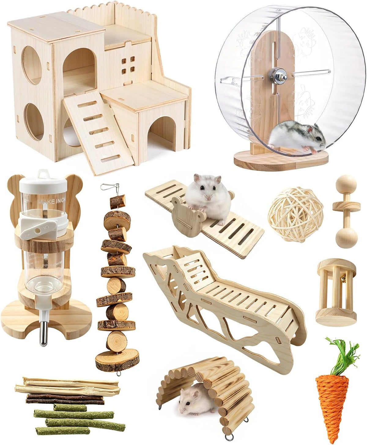 Hamster Cage Accessories, Rat Guinea Pig Chew Toys Ball Set