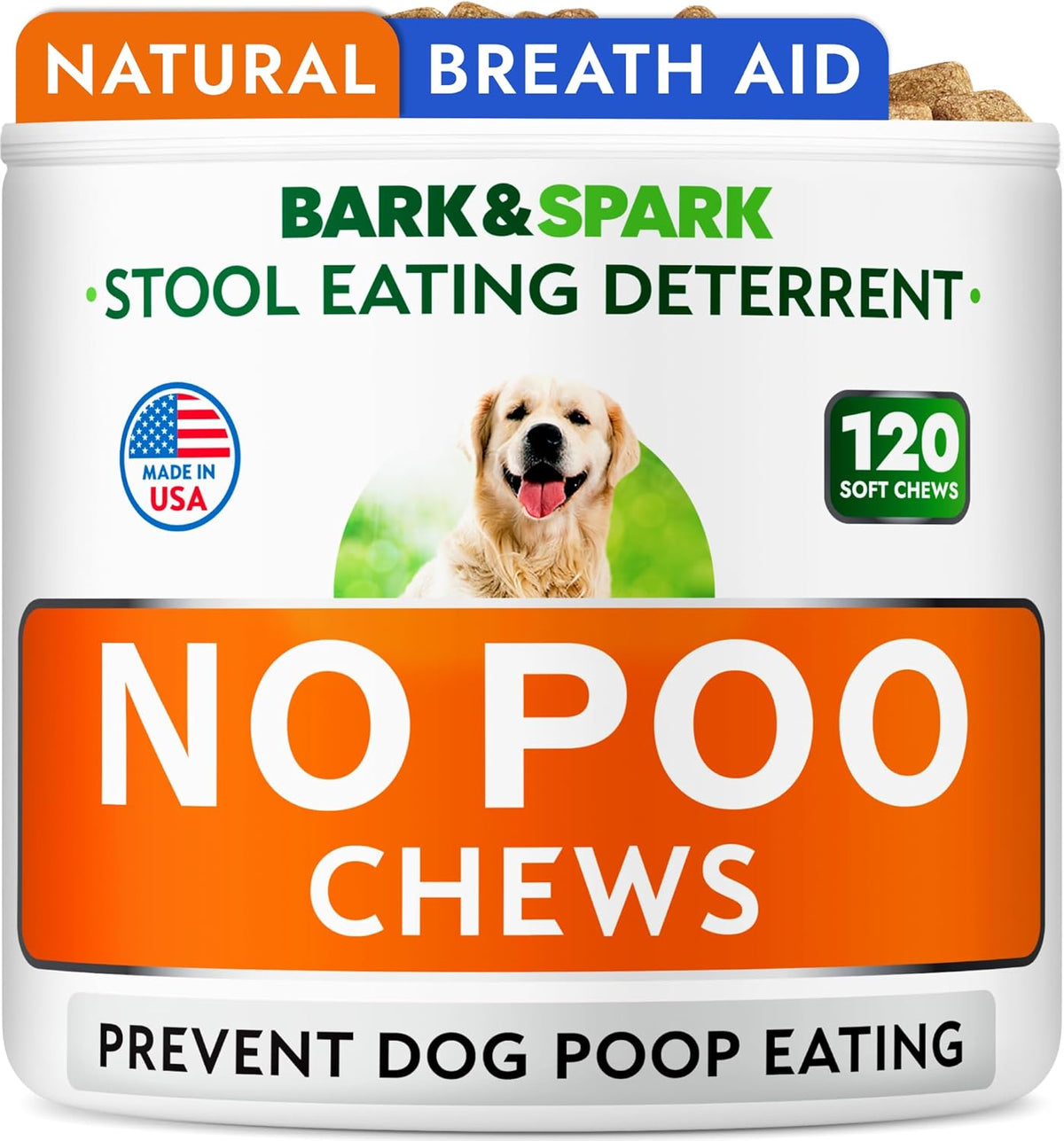 No Poo Chews for Dogs - Coprophagia & Stool Eating Deterrent with Probiotics, Digestive Enzymes & Breath Aid Support - Stop Dog Poop Eating - Made in USA - 120Ct