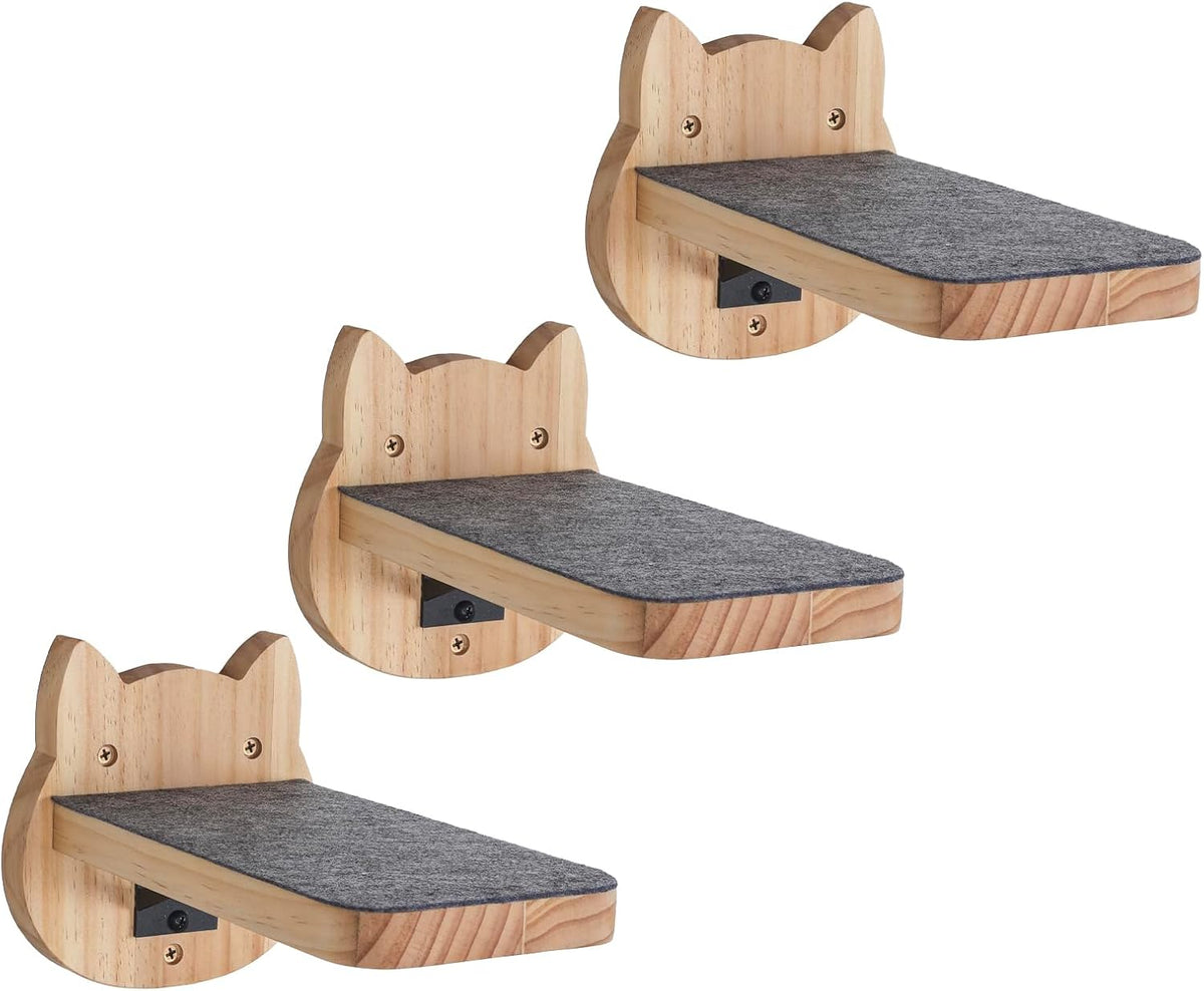 ESPETS Natural Solid Wood Cat Wall Floating Steps, Set of 3