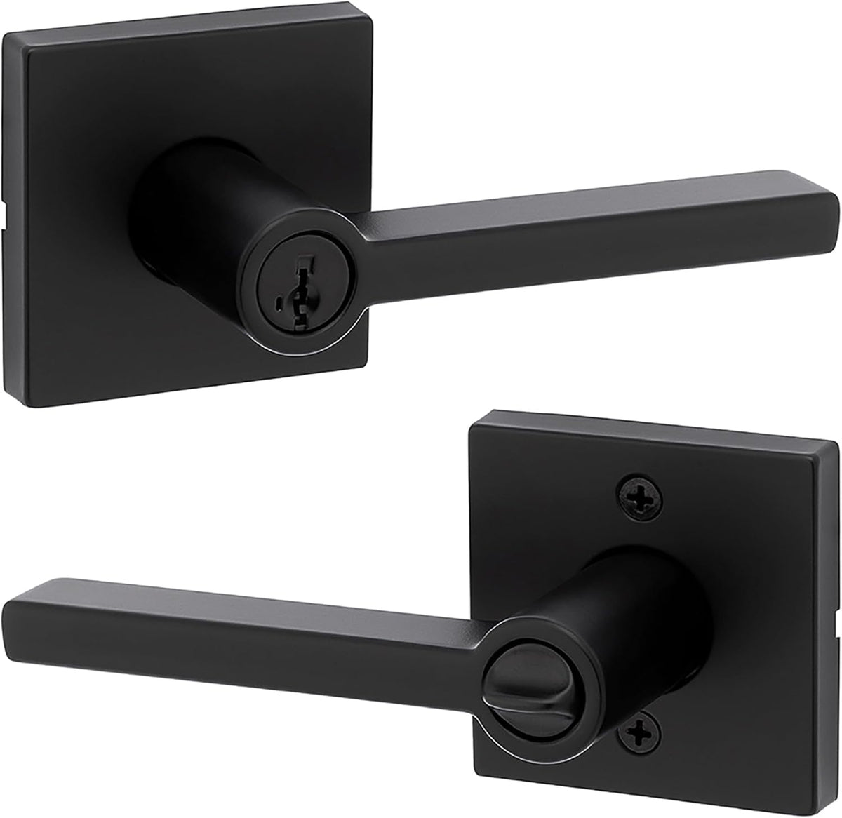 Kwikset Halifax Keyed Entry Door Lever with Smartkey Security, Matte Black