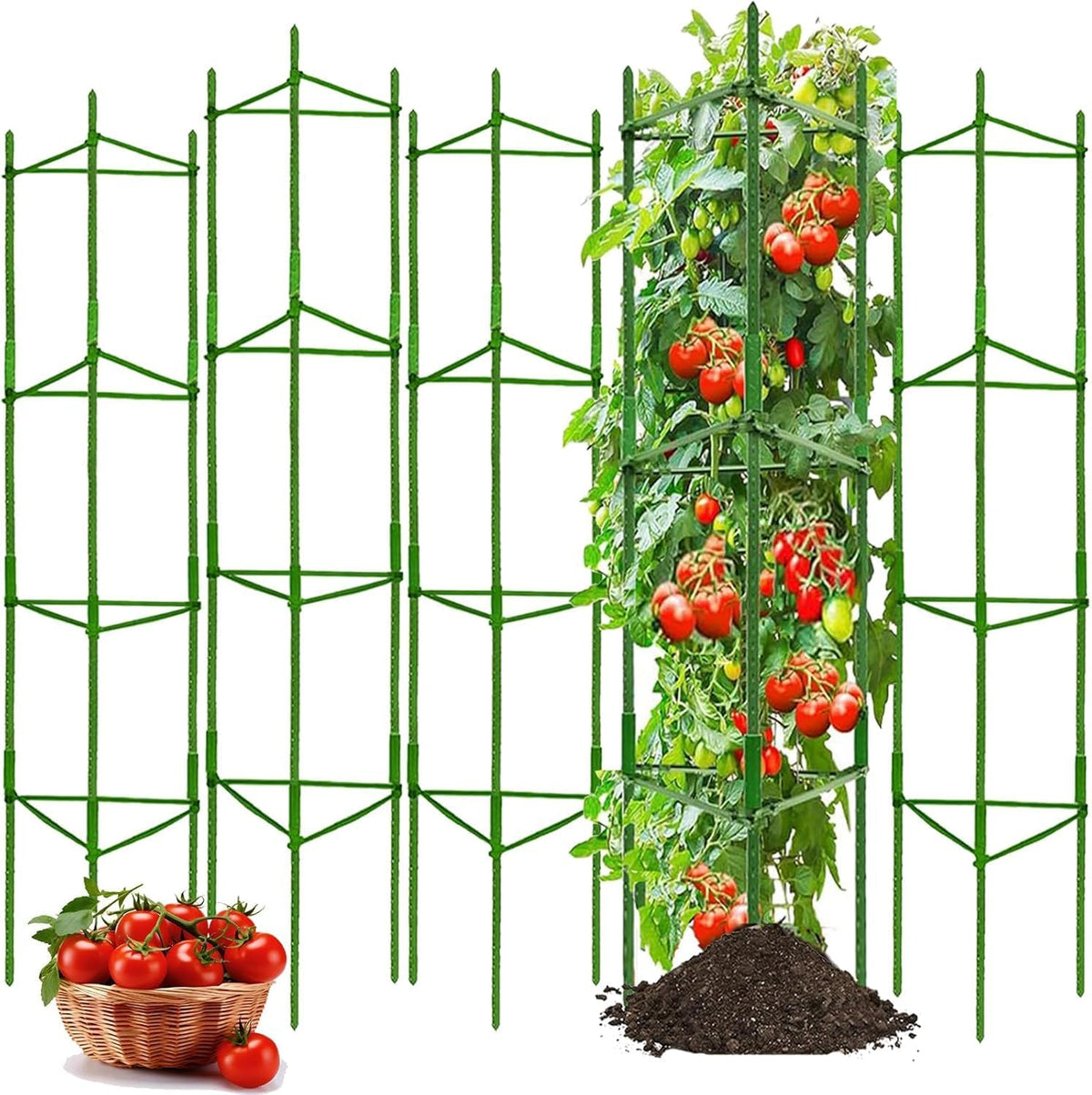 Moirsunt 4Pack Tomato Cage for Garden- Tall 63Inch Plant Support Stakes
