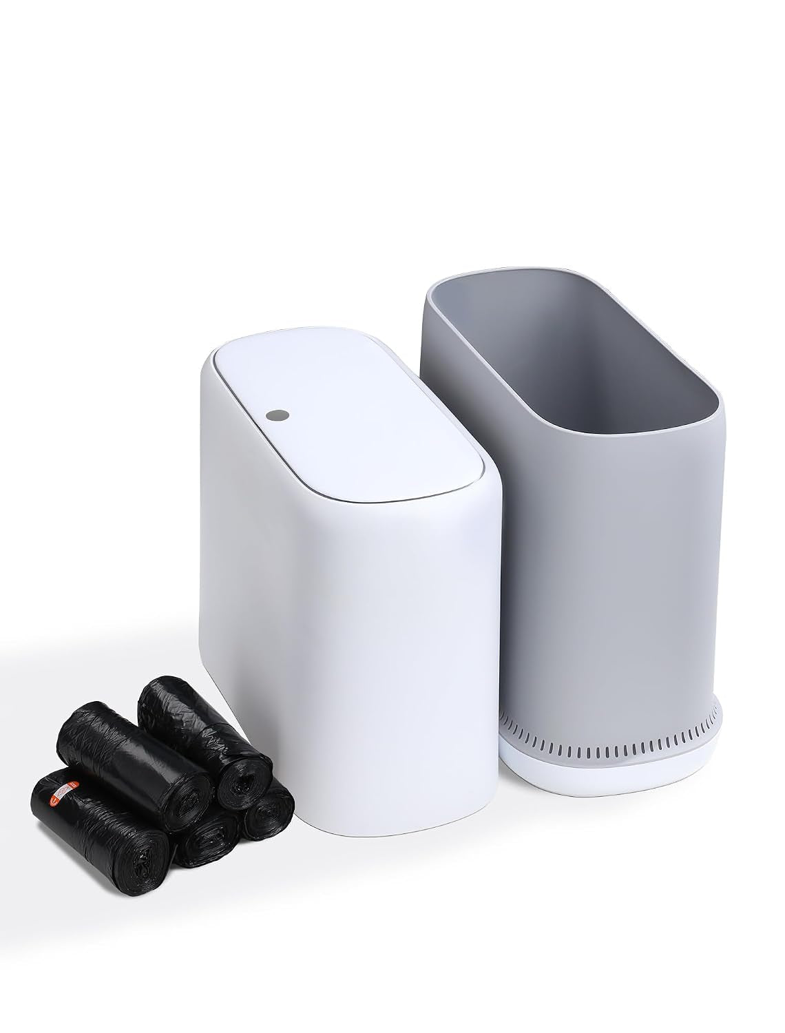 Bathroom Trash Can with Lid, 3.1 Gal, 1 Pack, 5 Bag Rolls