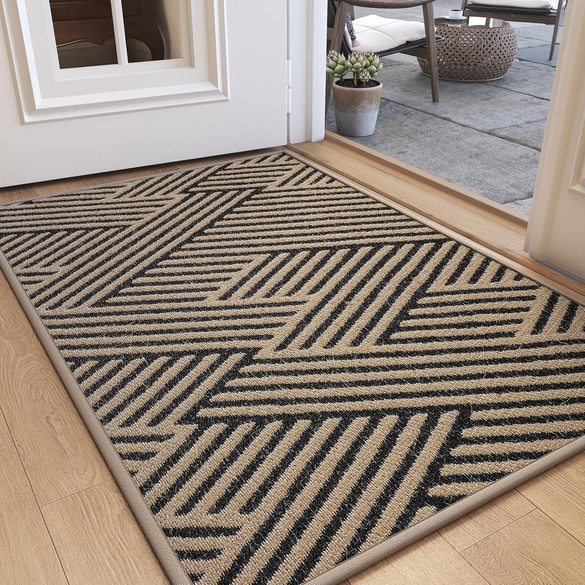 Front Door Mat Indoor outside Entrance Non-Slip Mats Brown 17"X30"