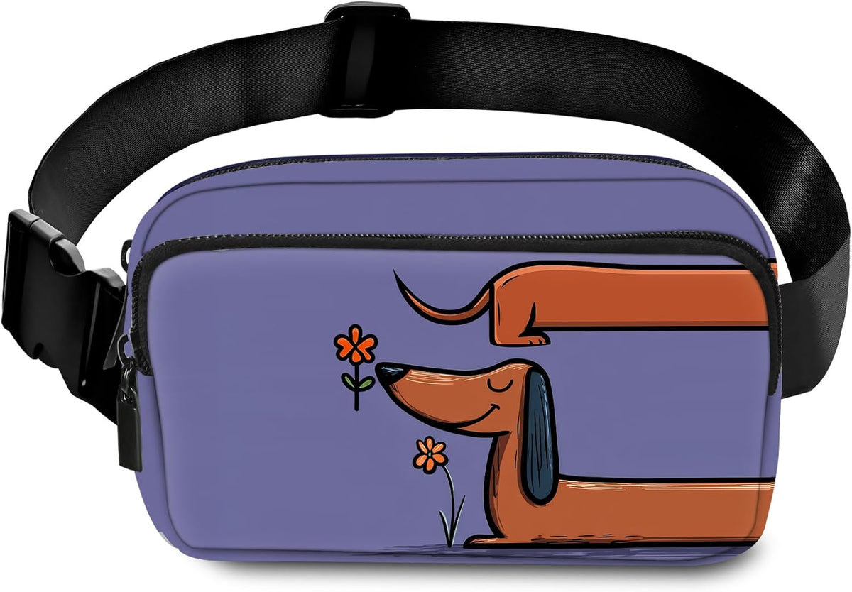 Dachshund Fanny Pack for Women Lightweight Waist Bags Waterproof Belt Bag Dual Zipper Crossbody Purse for Travel Shopping Daily Use with Adjustable Strap