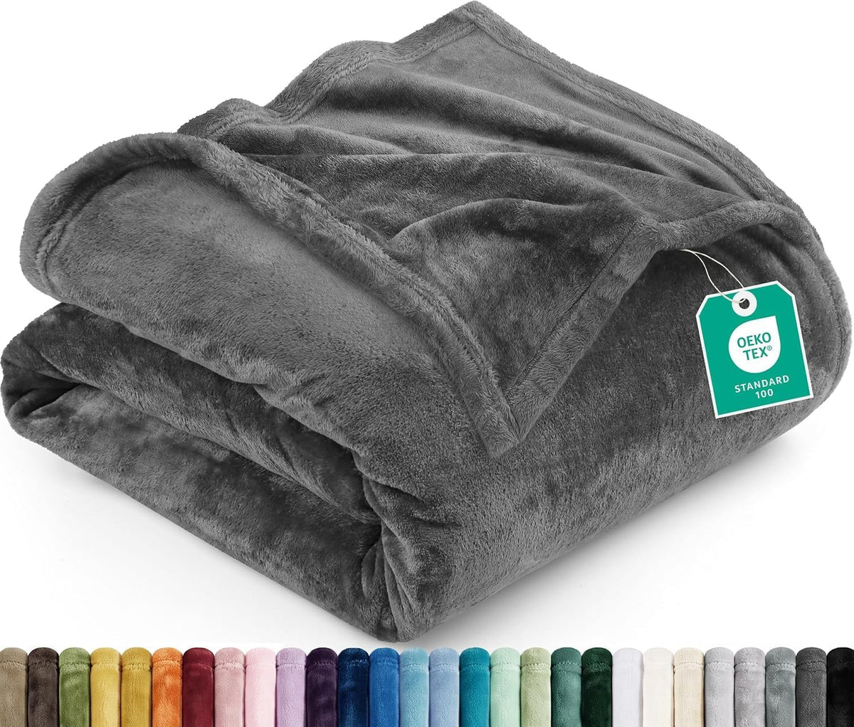 Utopia Bedding Ultra Soft Fleece Bed Blanket Queen Size Grey (90X90 Inches)