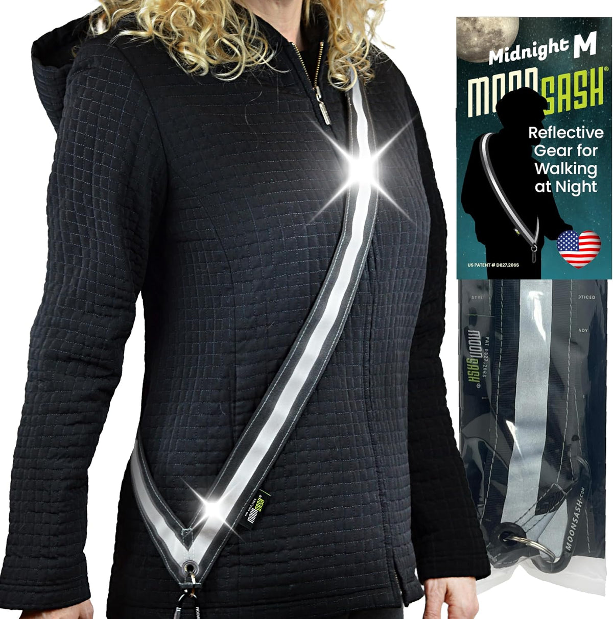 Reflective Sash for Walking at Night | Usa-Made | Fitted, Reversible + Patented Night Walking Safety Gear | Perfect Belt/Reflective Vest for Women & Men Alternative | Essential Running Gear