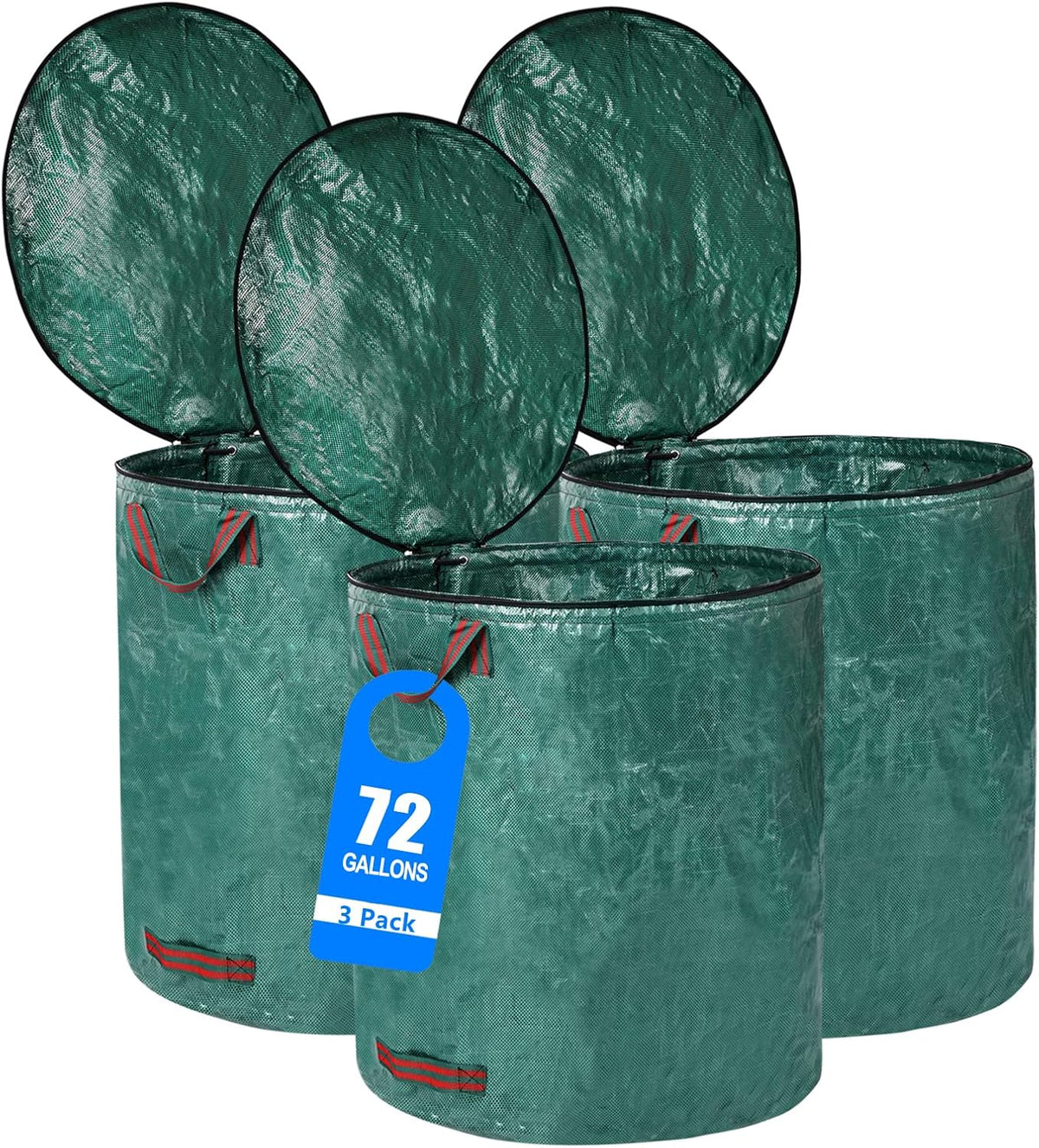 3 Pack 72 Gallons Reusable Yard Waste Bags with Lid Lawn Leaf Bags