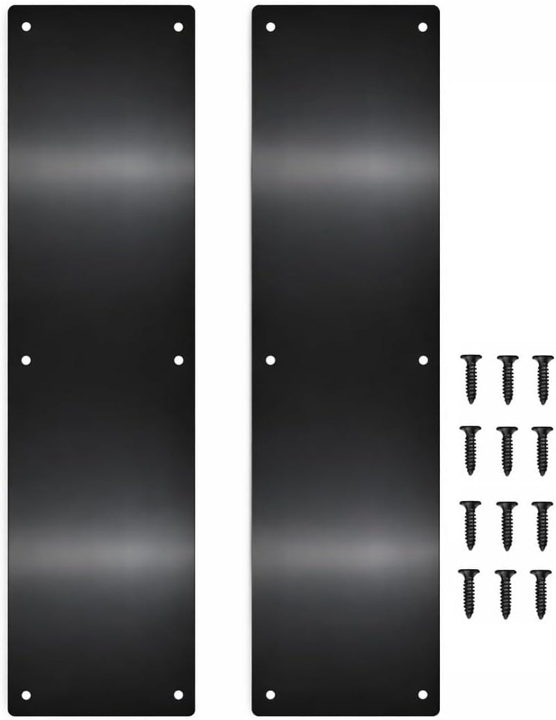 Door Kick Plate, 4" X 16" AL Metal Kickplate, Matte Black, 2 Pack