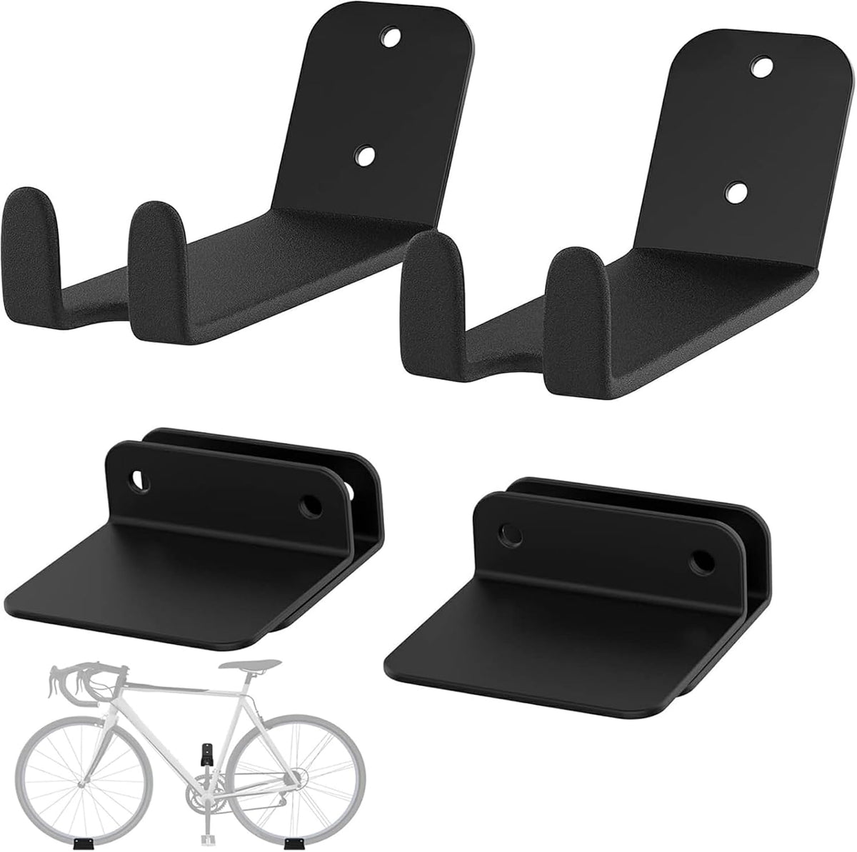 TORACK Wall-Mounted Bike Pedal Hanger, Garage Wall Horizontal Bike Rack