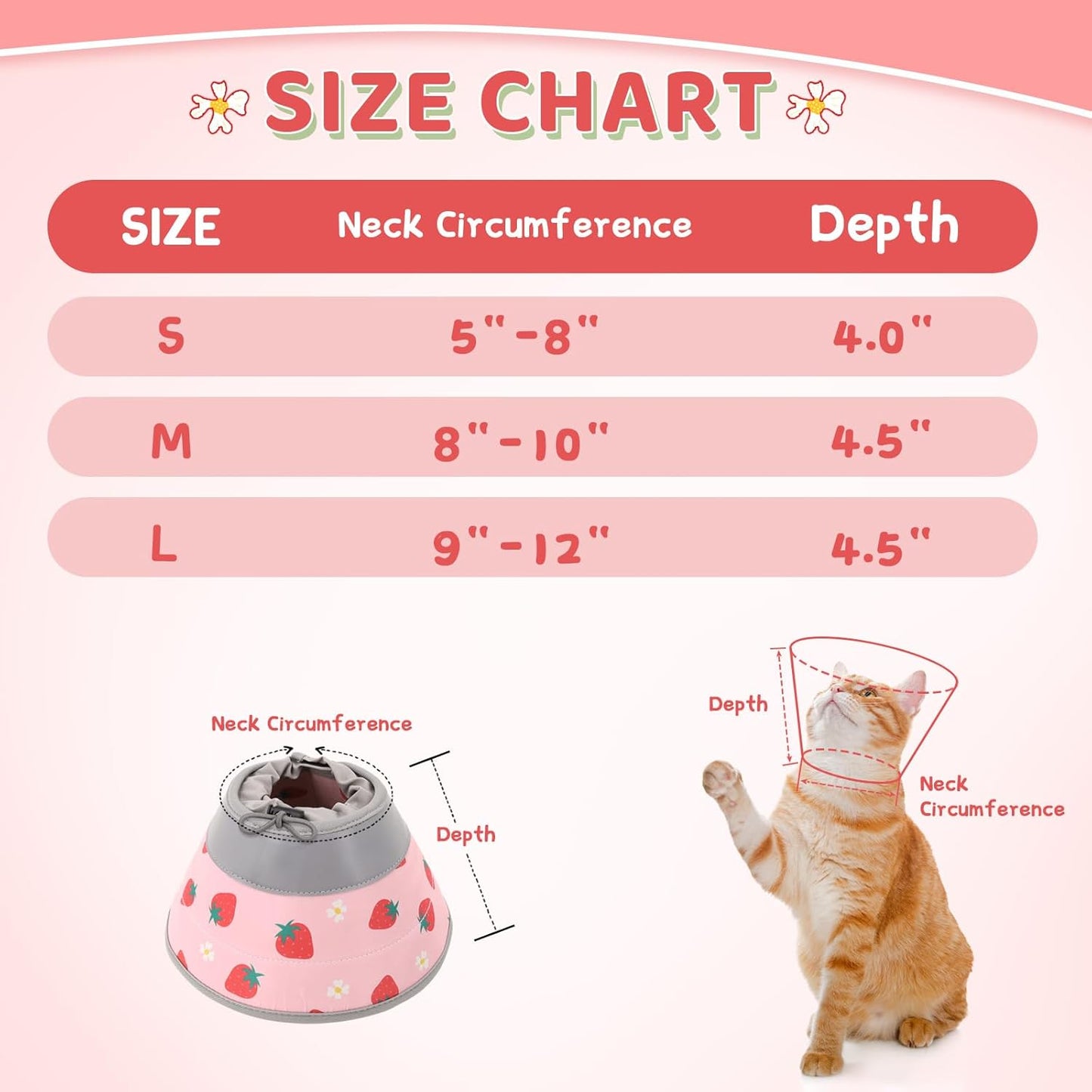 Cat Cone Collar Soft to Stop Licking, Adjustable, Foldable Lightweight Kitten Cones after Surgery Recovery for Cats & Kittens, Cat Cone Alternative, Easy Eating (Pink, S)