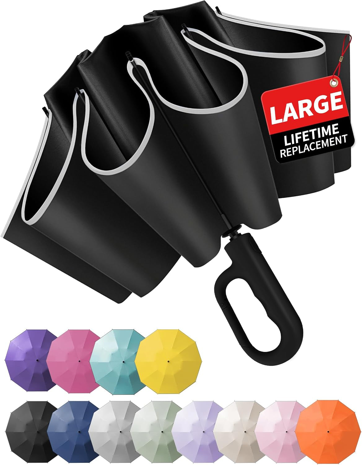 Jorilis Inverted Umbrella with Carabiner Handle, Windproof UV Sun & Rain
