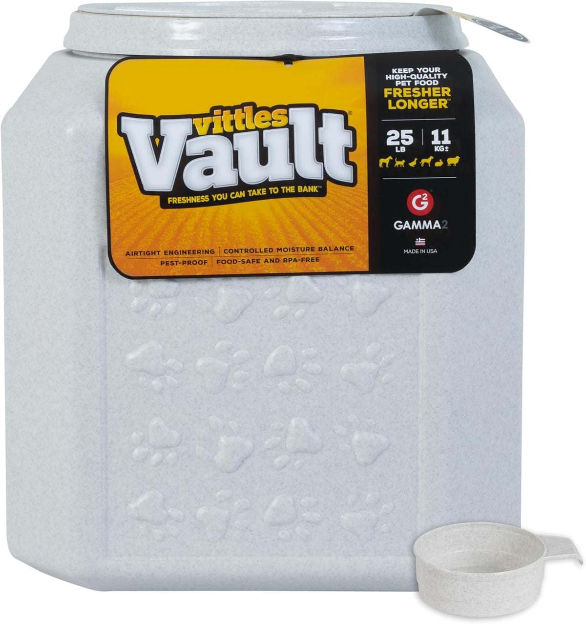 Vittles Vault Vittles Vault Pawprint Food Storage Container + Scoop, 25Lbs
