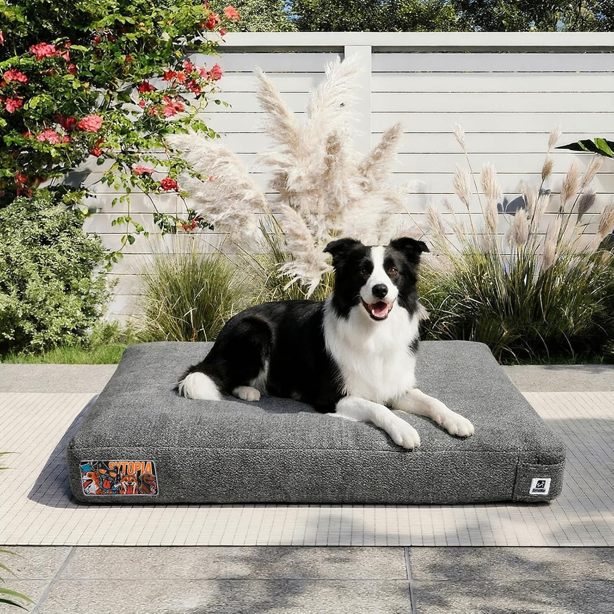 Sytopia 36 Inch Indestructible Dog Bed for Aggressive Chewers, Chew Proof Durable Waterproof Pet Crate Pad with Machine Washable Removable Cover, Great for Indoor, Outdoor, Crate, Patio Use, Grey
