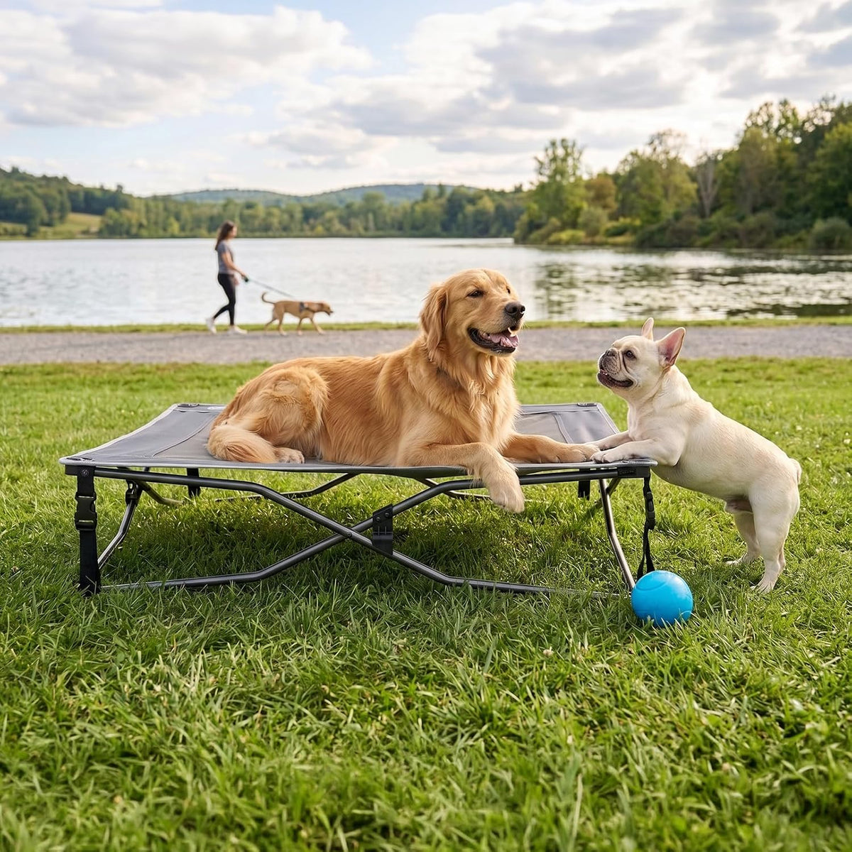 TIMBER RIDGE Outdoor Dog Bed, Cooling Elevated Pet Bed Portable Raised Dog Bed with Breathable Mesh, Dog Bed Foldable Dog Cot for Indoor & Outside, Grey