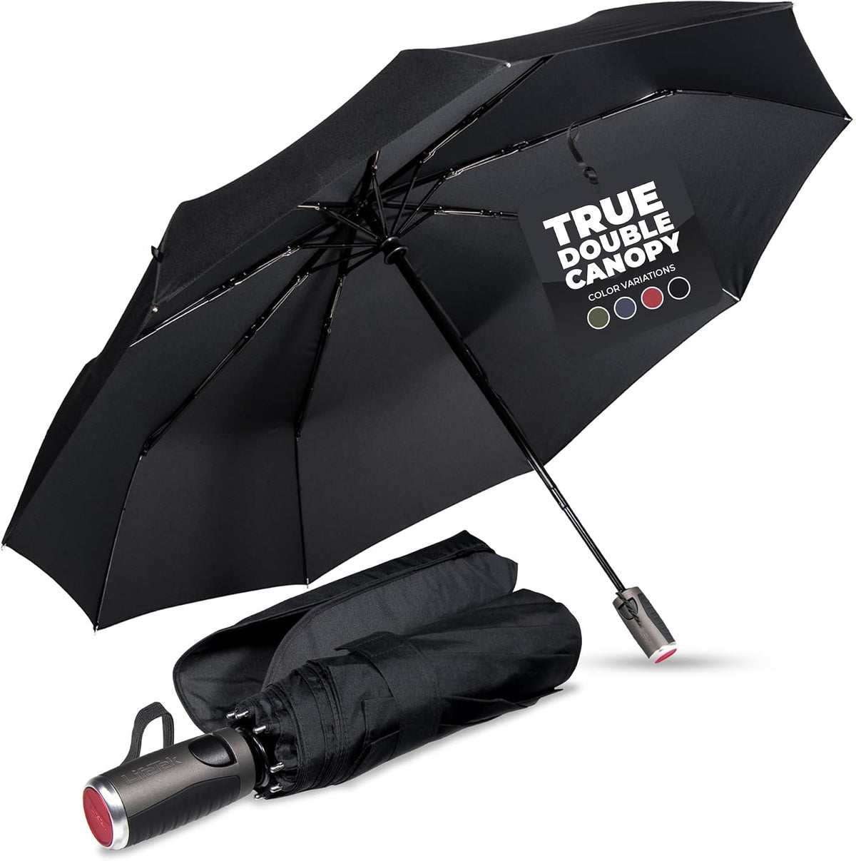 Lifetek Premium Travel Umbrella - Windproof & Compact for Men & Women, Automatic Open Close, Fits in Purse Laptop Bag or Backpack, Strong Frame for Heavy Rain & Sun UV Protection