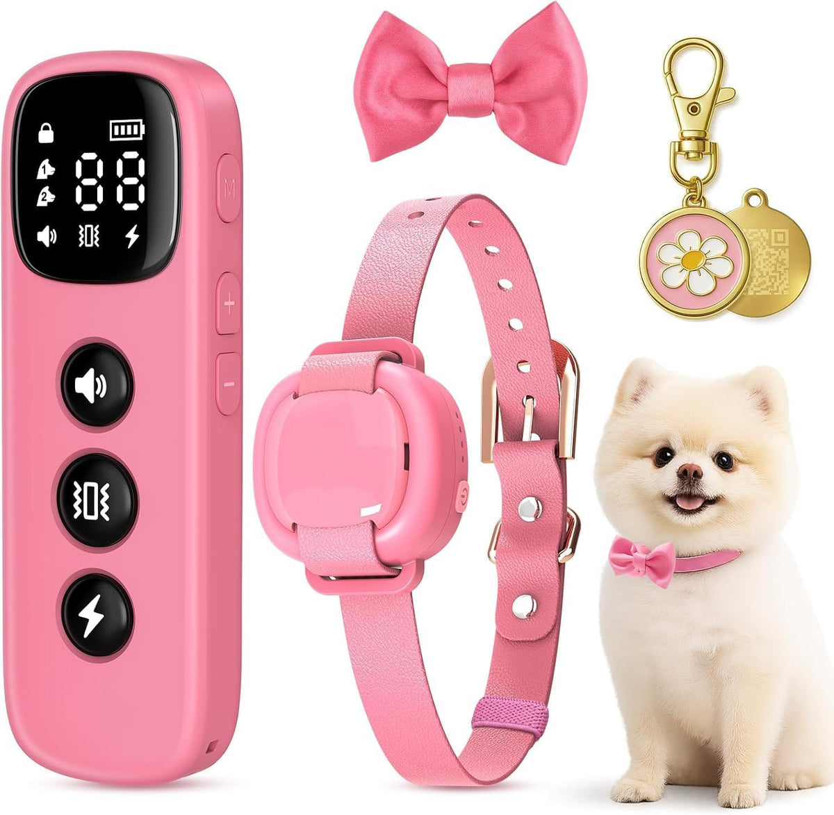 2-In-1 Pet ID Tag & Shock Collar for Small Dogs - 4200FT Dog Training Collar with Remote for 5-30Lbs Dogs, IPX8 Waterproof Rechargeable E-Collar with Beep(1-9), Vibration(1-3), Safe Shock(0-16)