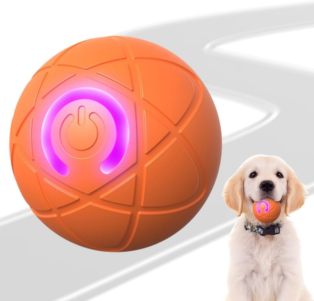 Interactive Ball Toy for Pets, 2026 New Interactive Dog Ball, Upgraded Automatic Dog Ball, Portable Indoor Active Ball Toy for Cats, Fun Small Breed Interactive Ball Toy for Small Dogs (Orange)