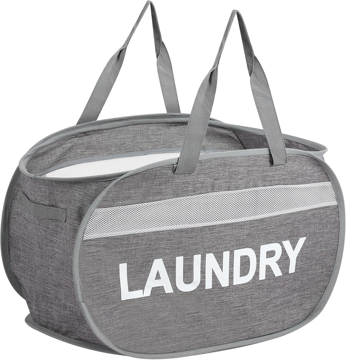 Collapsible Laundry Baskets, Foldable Clothes Hamper with Reinforced Handles, Sturdy Pop up Hampers for Laundry, Tear Proof & Easy to Carry Laundry Hamper for Home, Apartment, Dorm, Travel Grey