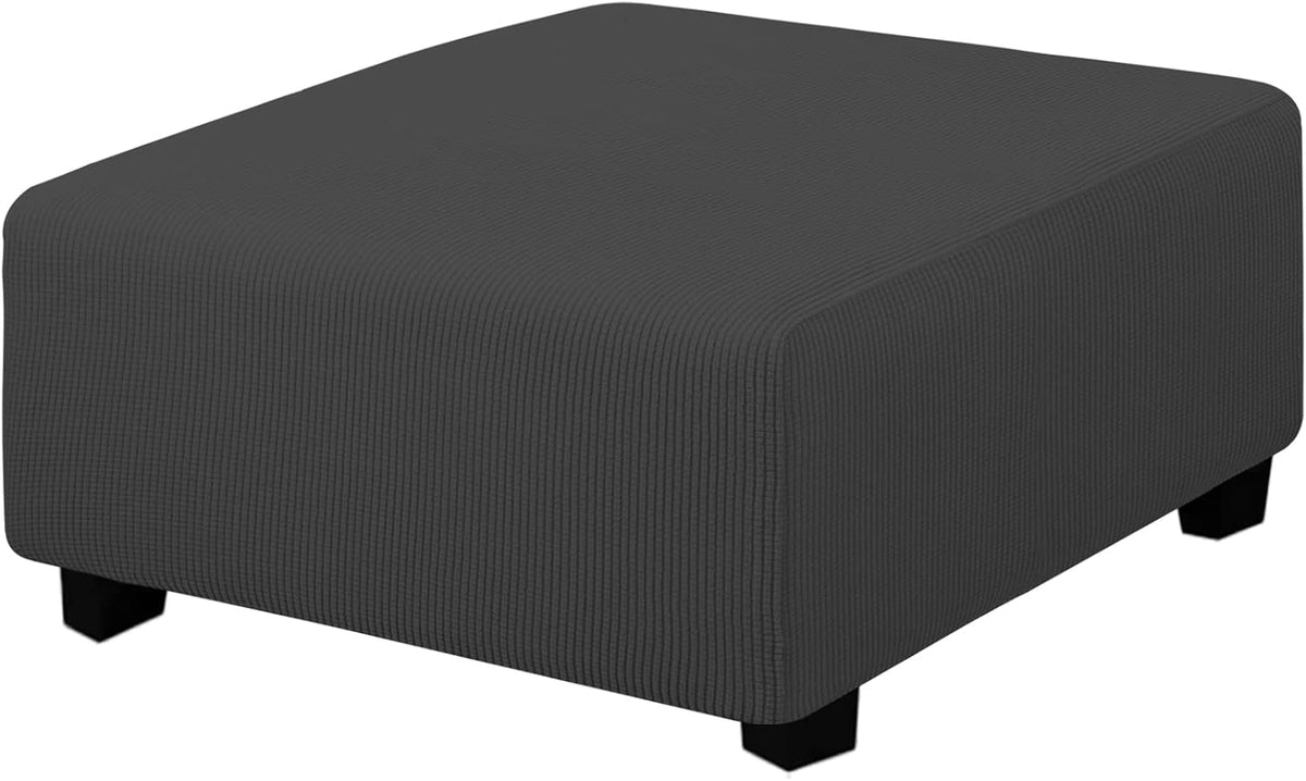 Easy-Going Stretch Square Ottoman Cover 40X40X15 Inch Dark Grey