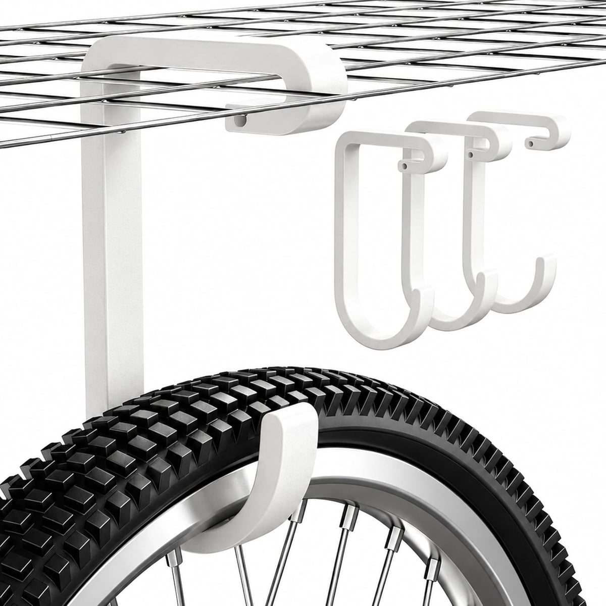 Thickened Bike Hooks for Garage Ceiling Rack,S Hooks for Hanging Bike,White