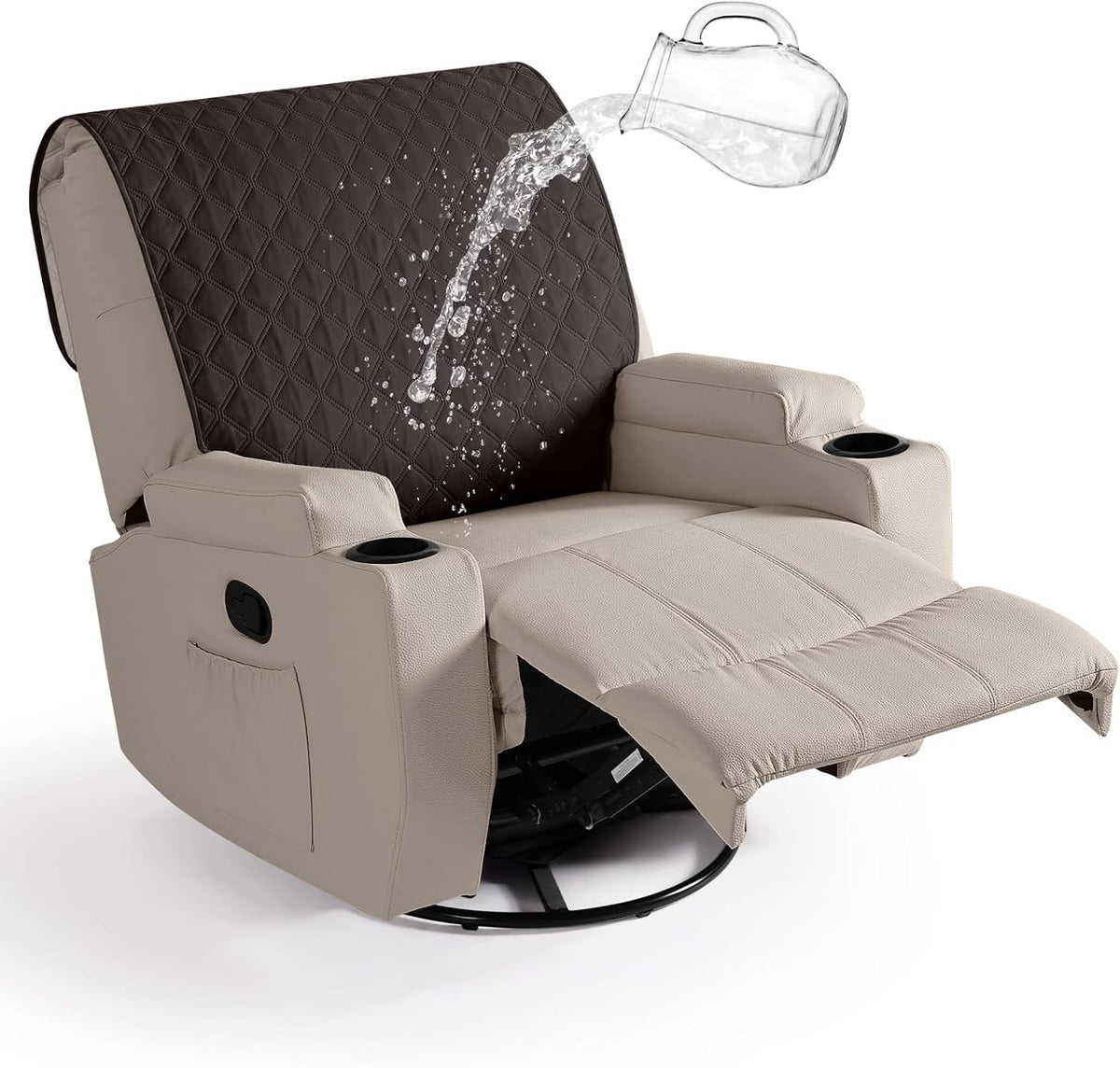 Ruoazz Waterproof Recliner Back Cover, Non-Slip Chair Covers, Chocolate