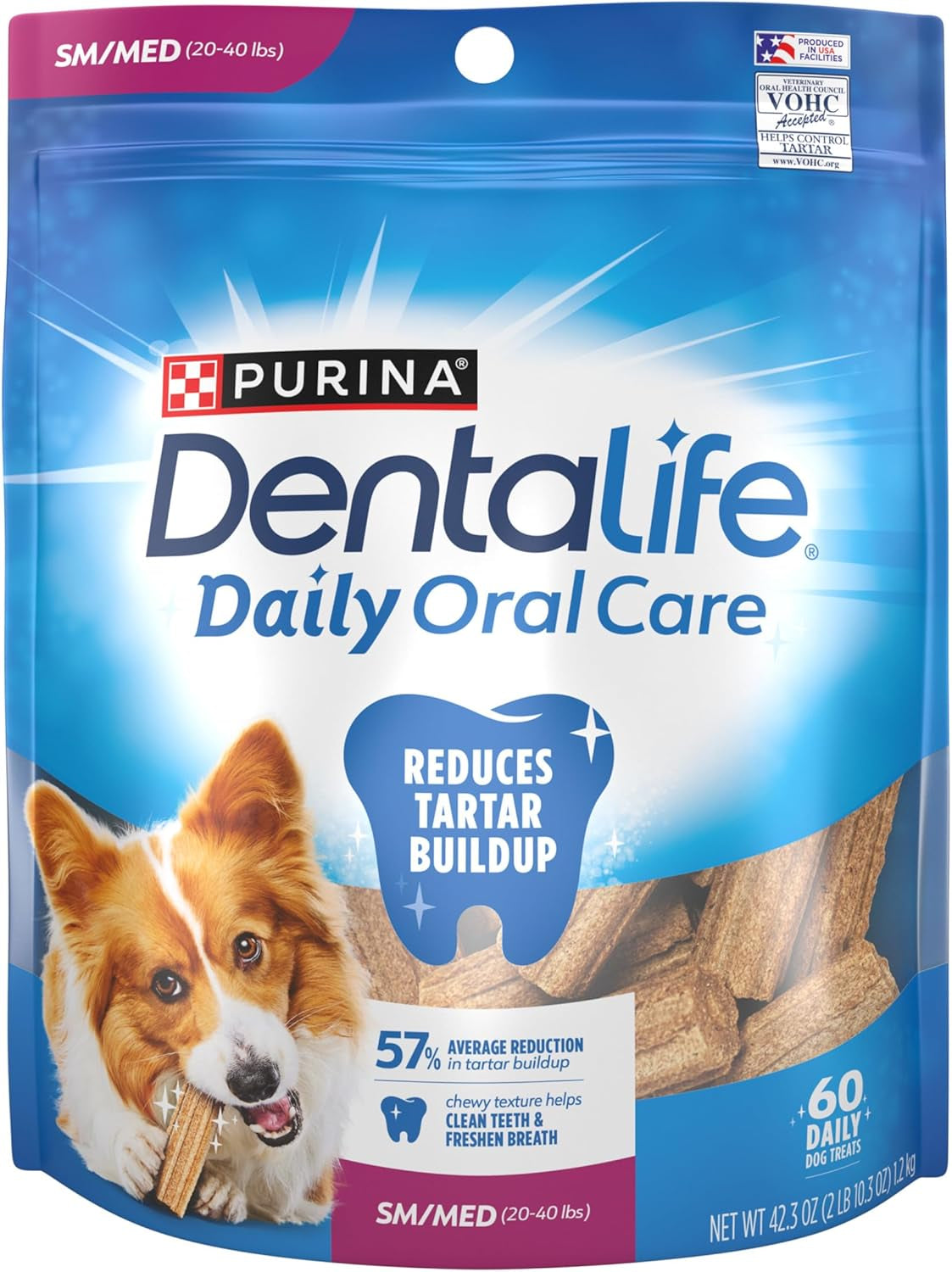 Purina Dentalife Daily Oral Care Dog Dental Chews for Small and Medium Breed Dogs - 60 Ct.