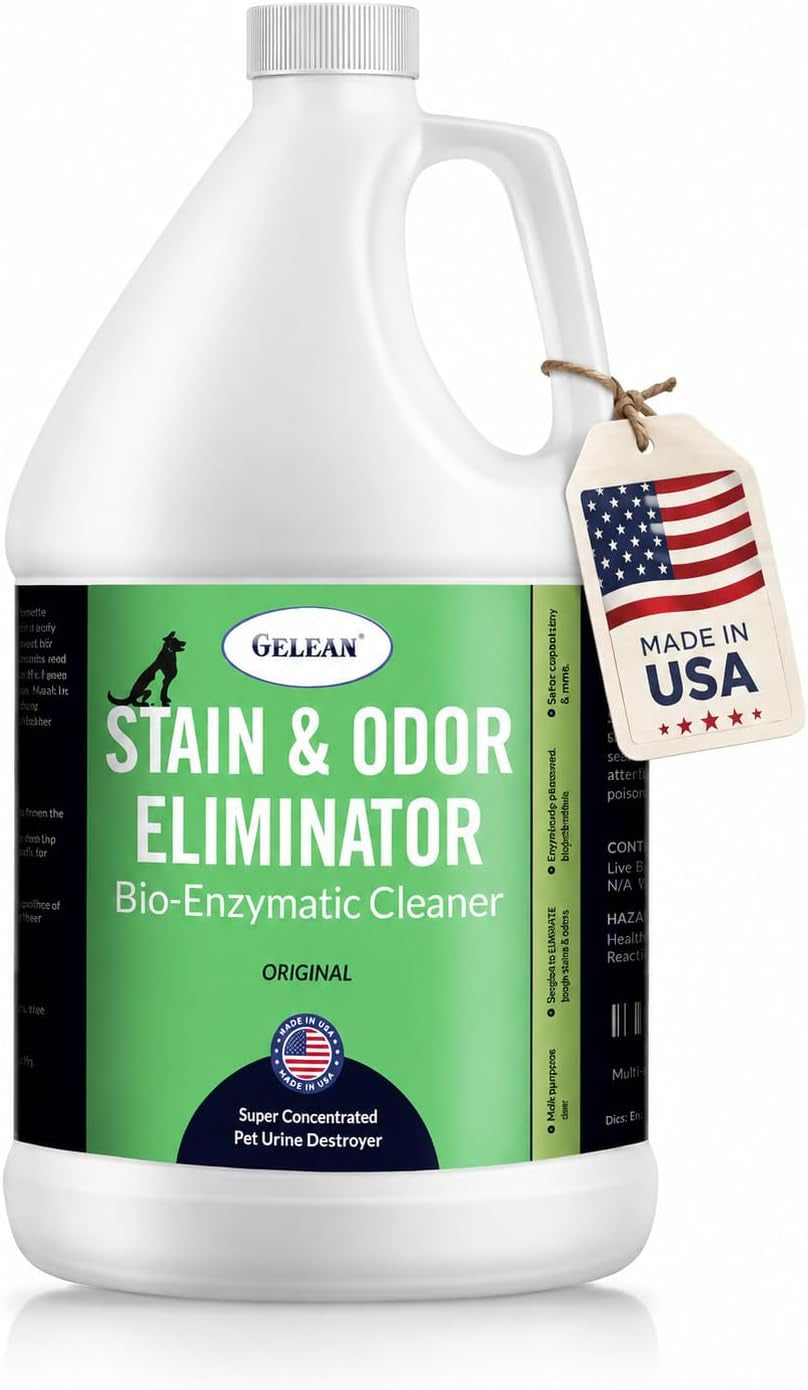 Strong Stain & Odor Eliminator - Cats & Dog Enzymatic Urine Destroyer -MADE in USA- Fresh Scent Multi-Purpose Pet Stain Remover for Floors, Carpet, Bathrooms, Drains & Trash Deodorizer Cleaner, 128Oz