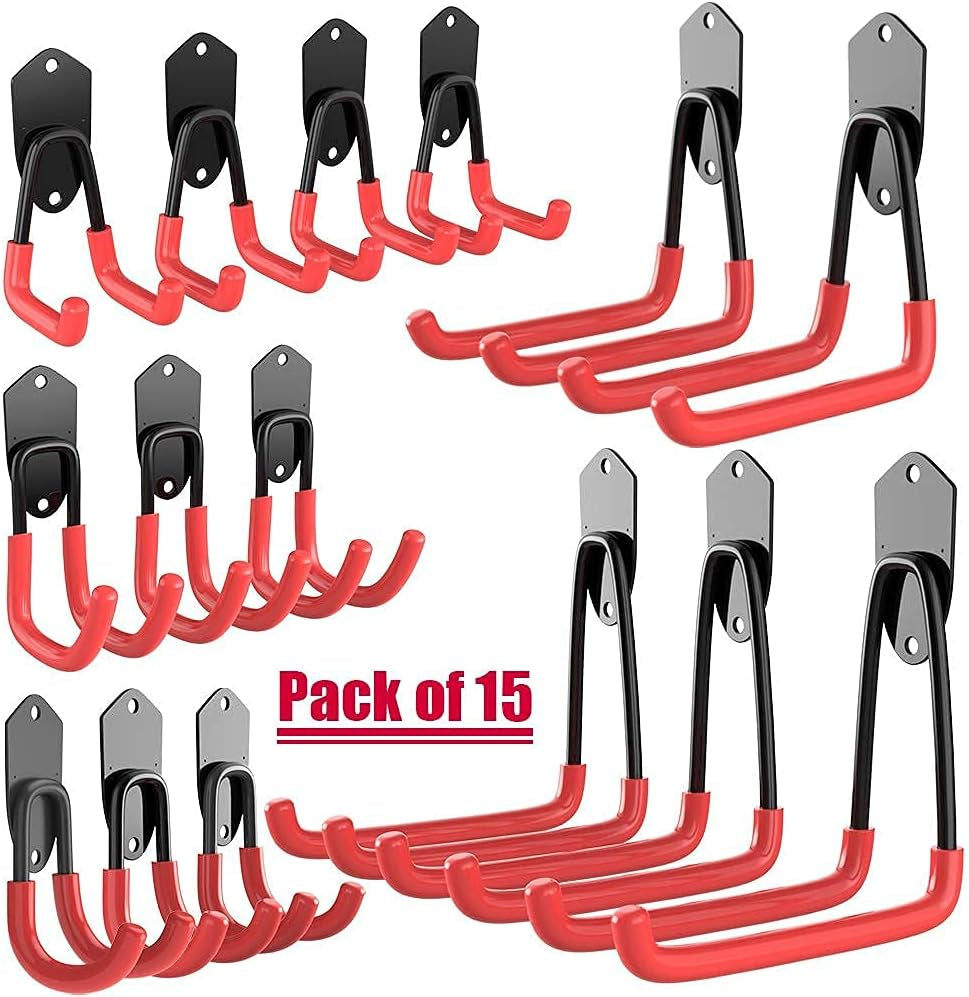 TORACK Garage Hooks Heavy Duty, 15-Pack Wall Mount Steel Utility Hooks