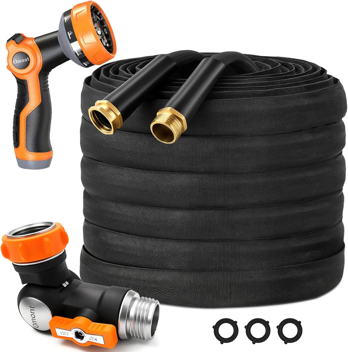 Garden Hose 25FT, Flexible Water Hose with Nozzle 360° Swivel Connector, Non-Expanding Camper Hose Flexible Water Hose Use for Lawns, Gardens, and Outdoor