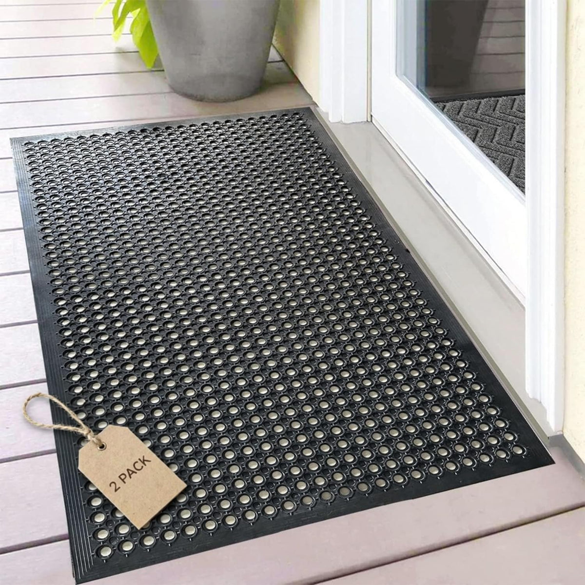 Uniboho 2 Packs Commercial Heavy Duty Rubber Floor Mats for outside 20 X 31