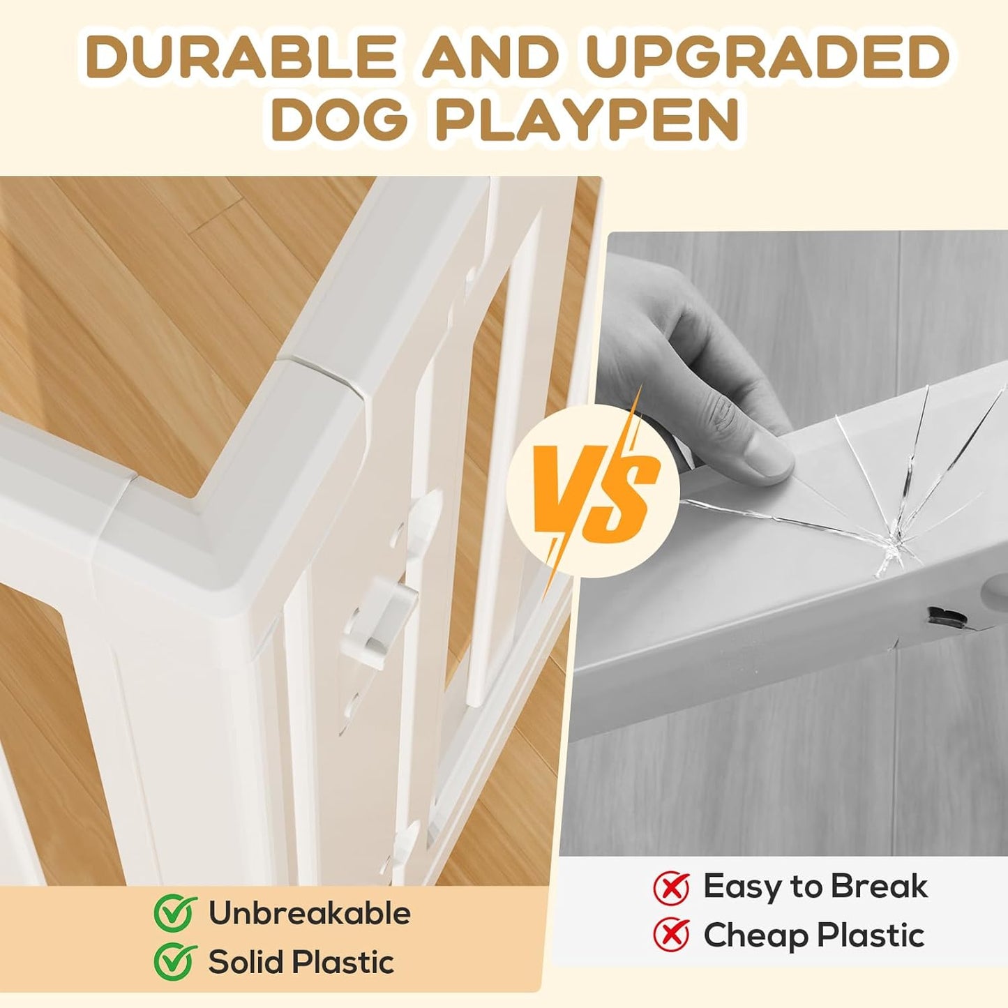 Dog Playpen, Clear Dog Pen, Dog Pen Indoor, Easy to Install and Remove Dog Play Pen, Puppy Playpen Suitable for Dogs, Cats,Dog Playpen Indoor (White, 23.6 Inch Height, 10 Panels)