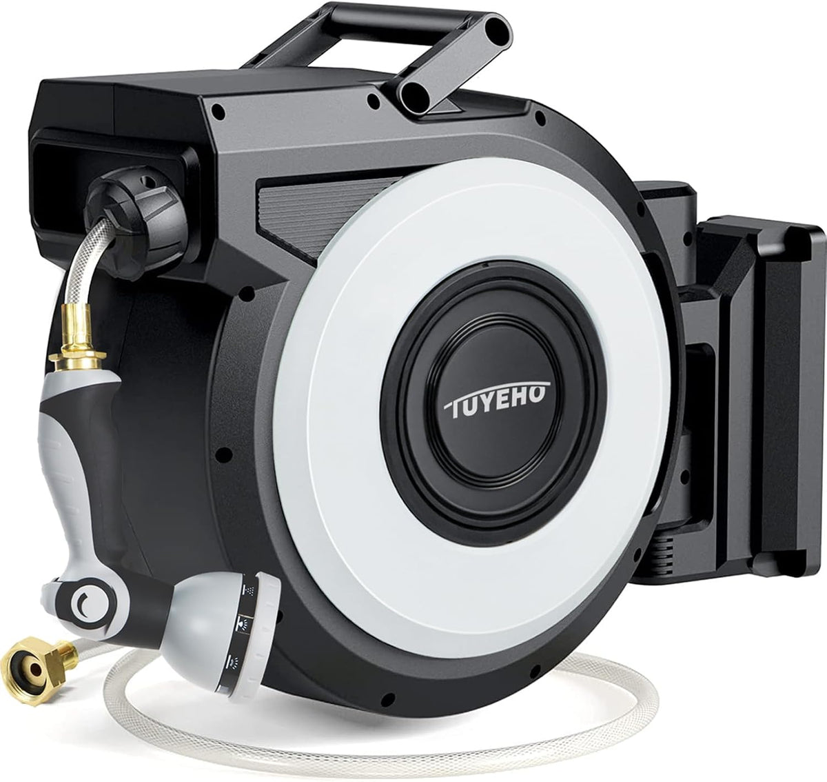 Tuyeho Heavy-Duty Automatic Retractable Garden Hose Reel 100FT Wall Mount
