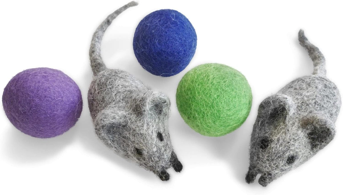 Felt Wool Ball and Mouse Toys for Cats and Kittens