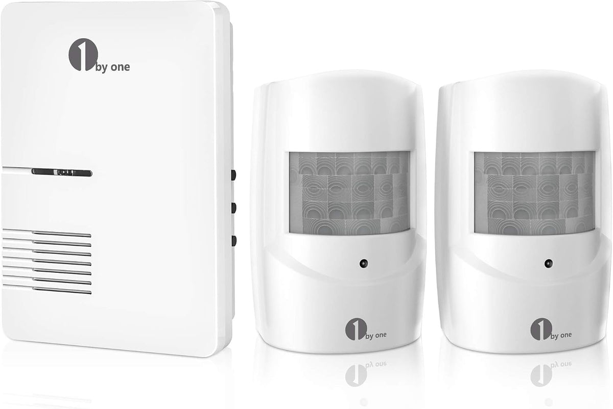 1Byone Driveway Alarm, 36 Melodies, 1 Plug-In Receiver 2 PIR Detectors