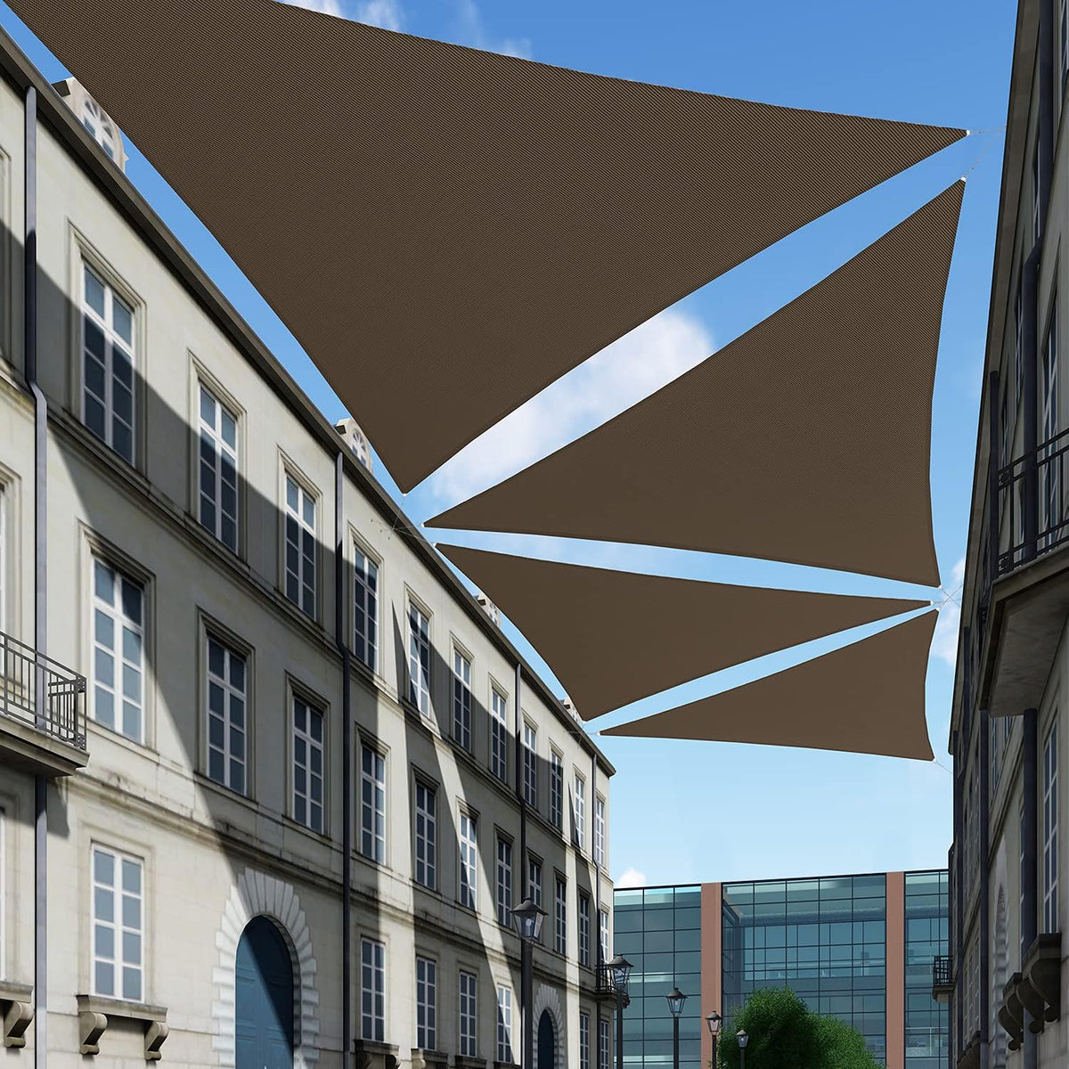 TANG 7' X 7' X 7' Sun Shade Sail Triangle Shade Canopy Patio Cover UV Block Permeable Cloth Fabric for Pergola Backyard Porch Deck Garden Carport Awning Outdoor Activity, Brown