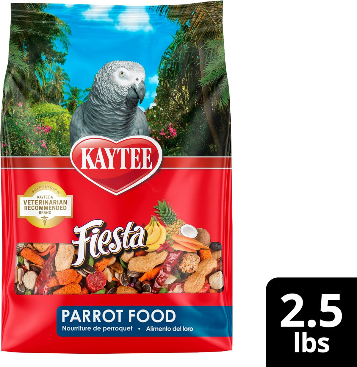 Kaytee Fiesta Parrot Food for Large Birds, 2.5 Pounds