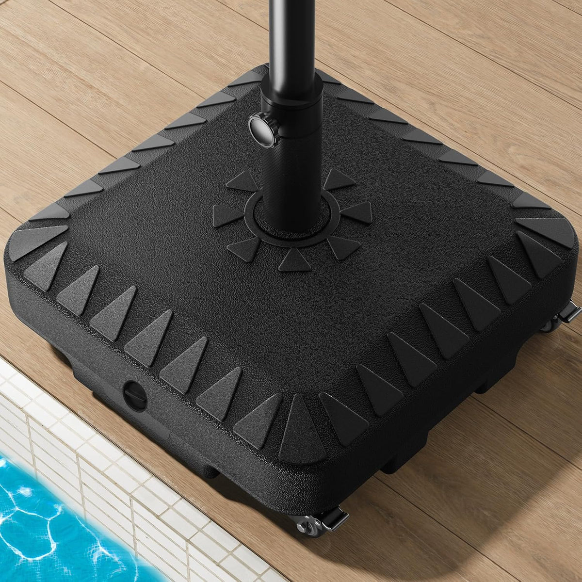 QNCZ Premium Patio Heavy Duty Black Umbrella Base with Wheel,120Lb Weighted