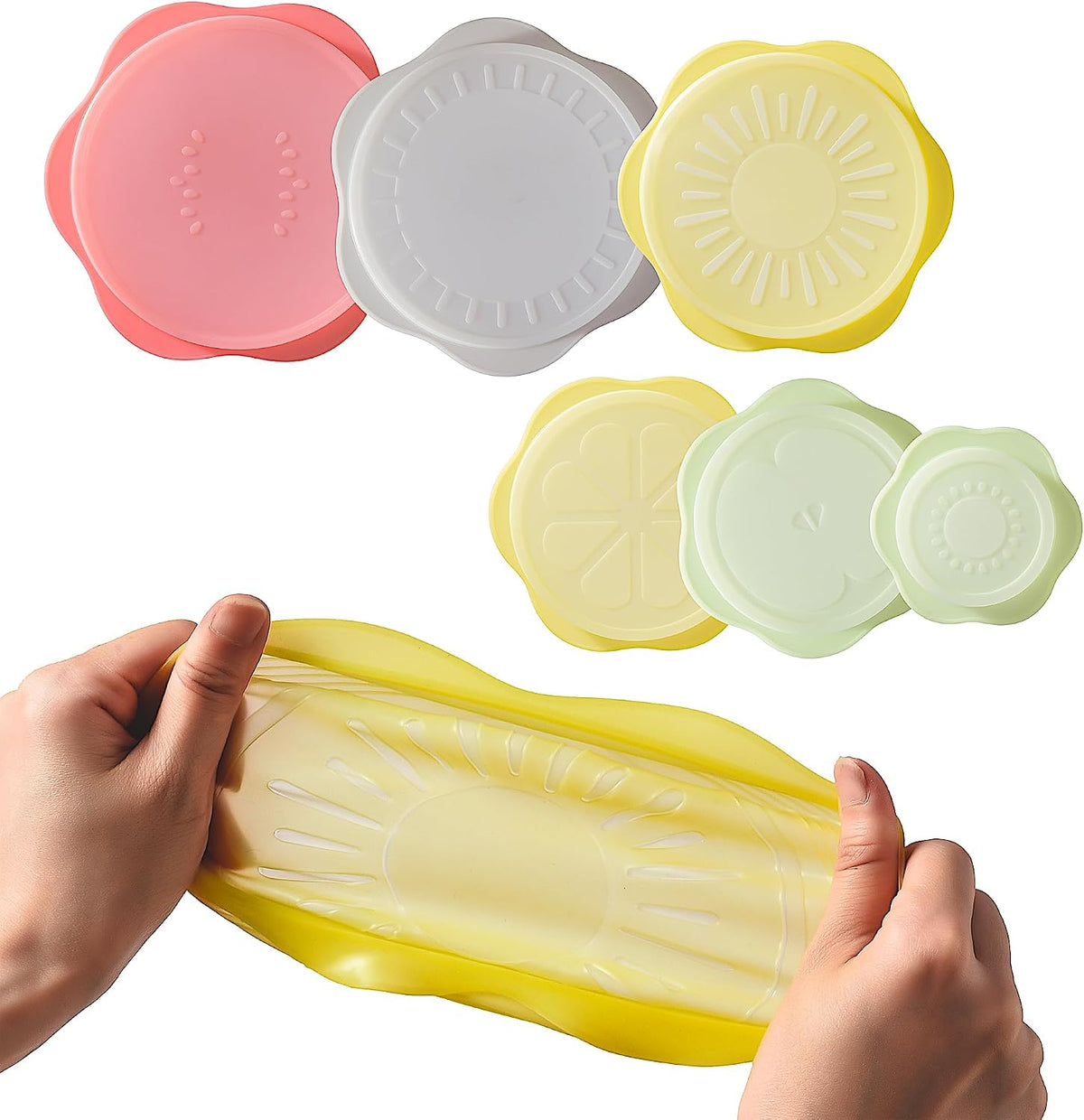 Reusable Silicone Stretchable Lids – 6‐Piece Multicolor Food Covers for Bowls, Cups & Containers – Airtight, Leak‑Proof, Bpa‑Free, Microwave/Dishwasher/Freezer Safe – Green Hearth