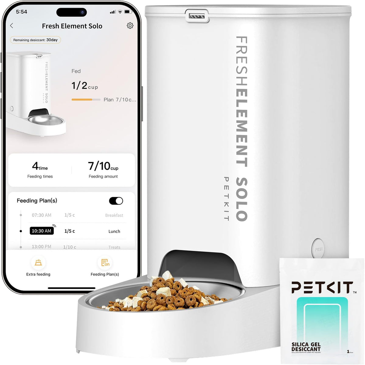 PETKIT Automatic Cat Feeder, 2.4G Wifi Automatic Dog Feeder, App Control Pet Food Dispenser with Triple Fresh-Lock System, Schedule Feeding, Food Shortage Alert, Dual Power-Charge&Battery,3L Capacity