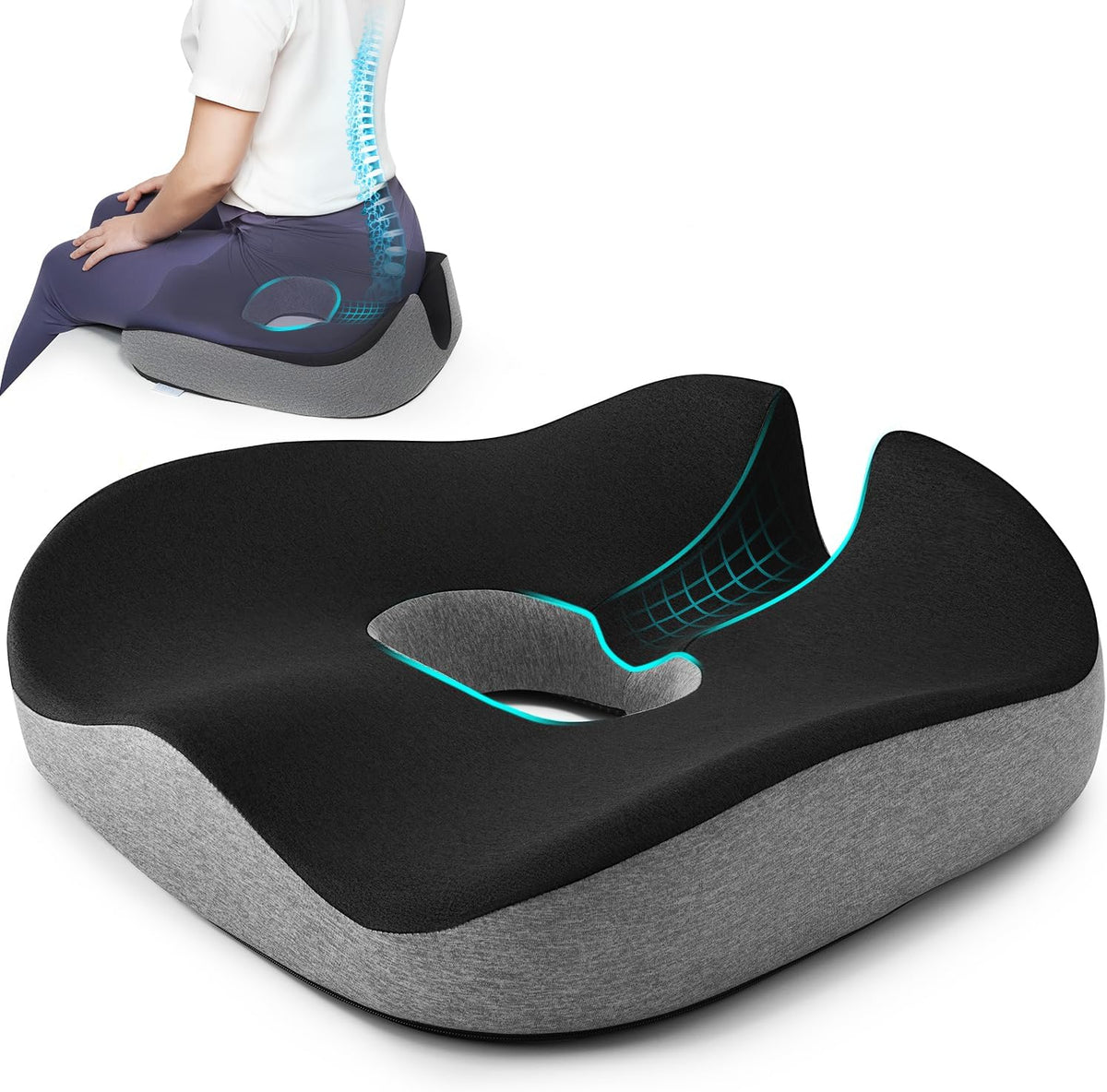 Concave U Surface Donut Pillow for Tailbone Pain Reducing Stress on Pelvis