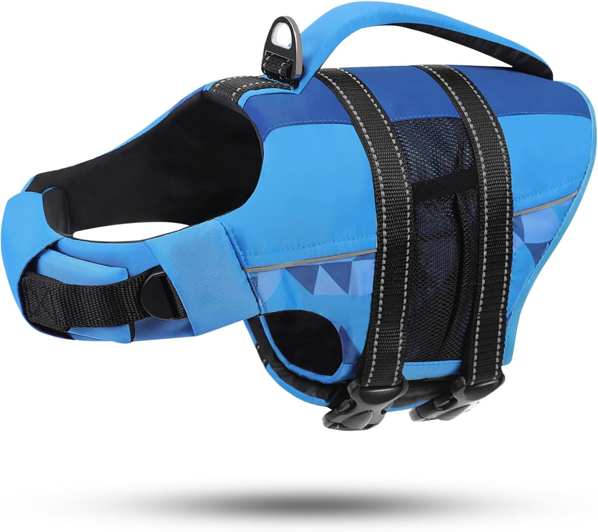 ASENKU Dog Life Jacket with Reflective Stripes, Adjustable High Flotation Dog Safety Vest, Ripstop Pet Lifesaver for Swimming Boating, Lightweight Life Preserver for Large Dogs (Blue, XL)