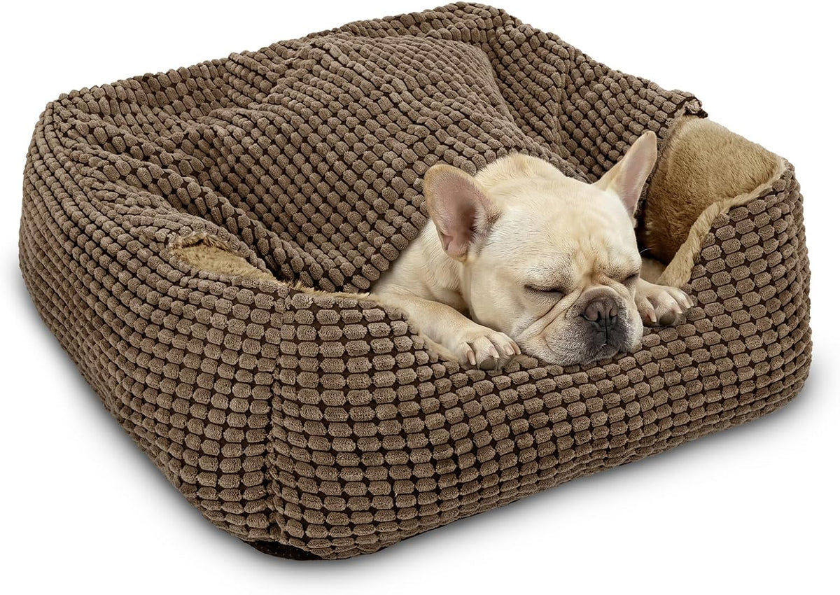 GASUR Dog Beds for Medium Small Dog with Cover Cave,Hooded Bed with Blanket