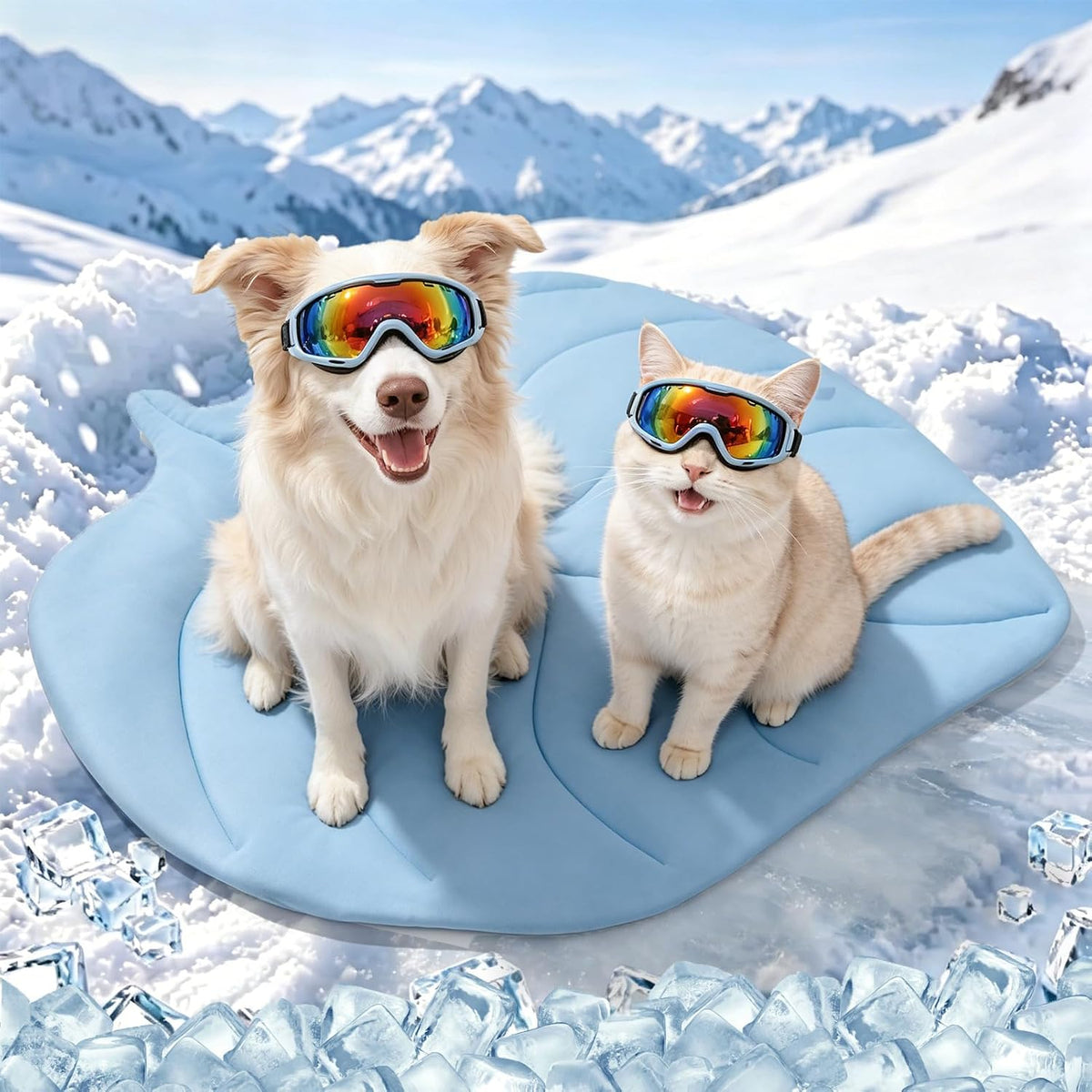 BEAUTYZOO Cooling Mat for Dogs & Cats, Dog Cooling Mat Q-Max>0.4, Double-Sided Pet Cool Pads for Summer, Crate, Kennel, Waterproof Outdoor Cooling Bed, Non-Gel Washable Chill Mats 37"X34" Leaf Shaped