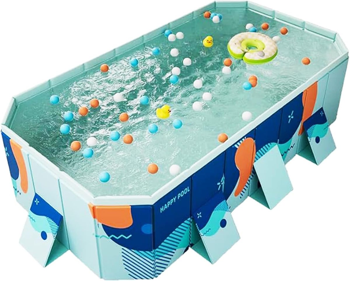 Foldable Pool Non-Inflatable Swimming Pool for Family Adults Hard Plastic Shell Collapsible Rectangle Swimming Pool for outside Backyard Portable Pet Dog Pool (118.11 In)