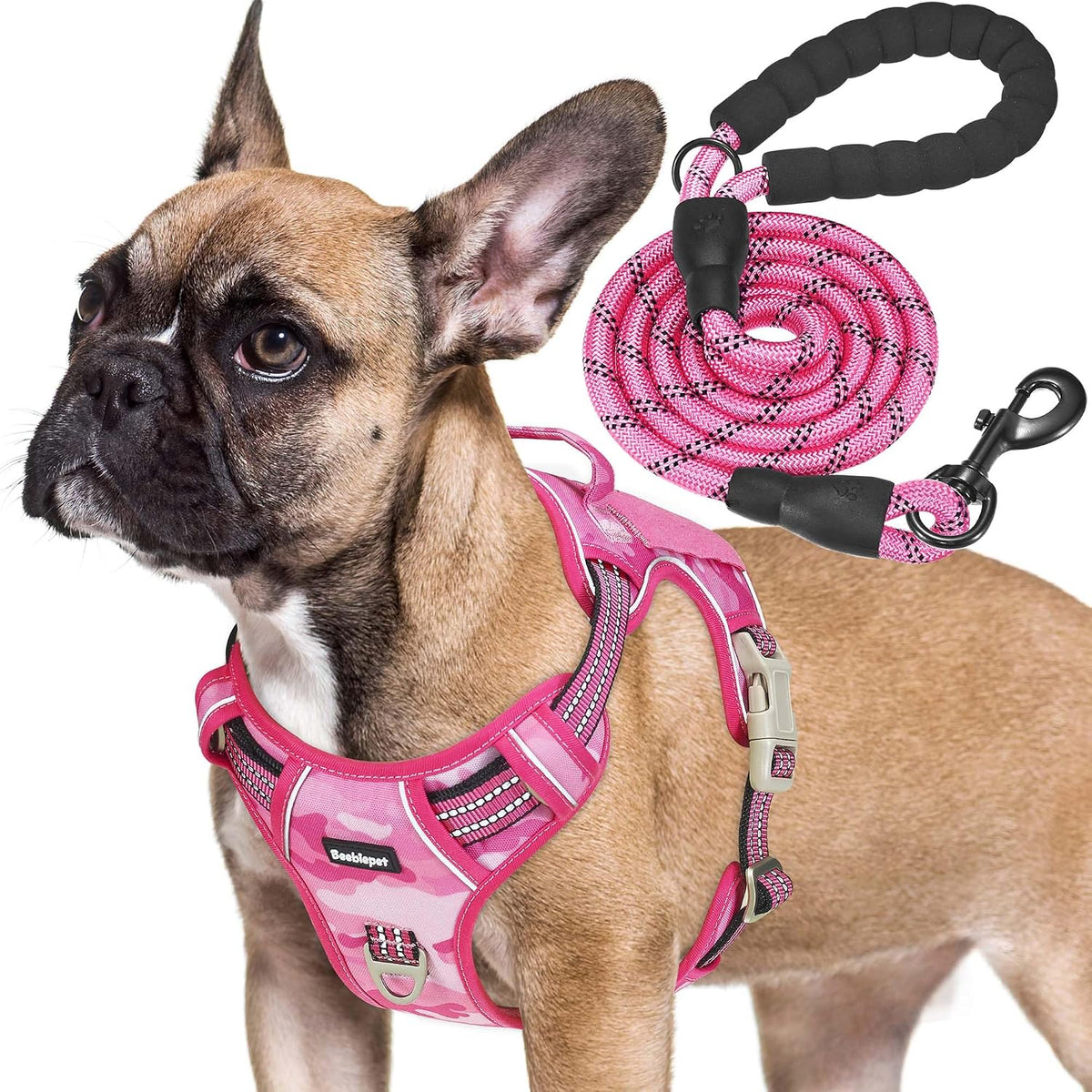 Beebiepet Tactical No Pull Dog Harness with Leash, Small, Pink Camo