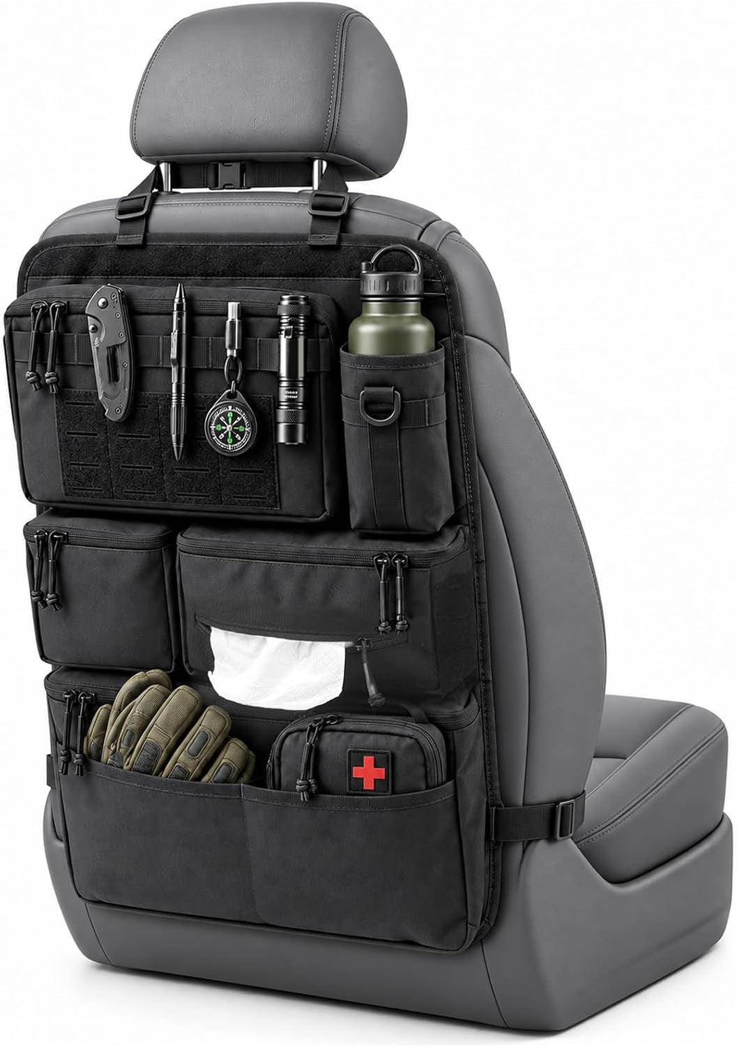 All in One Car Seat Back Organizer for Trucks, SUV, Fit Most Cars Black