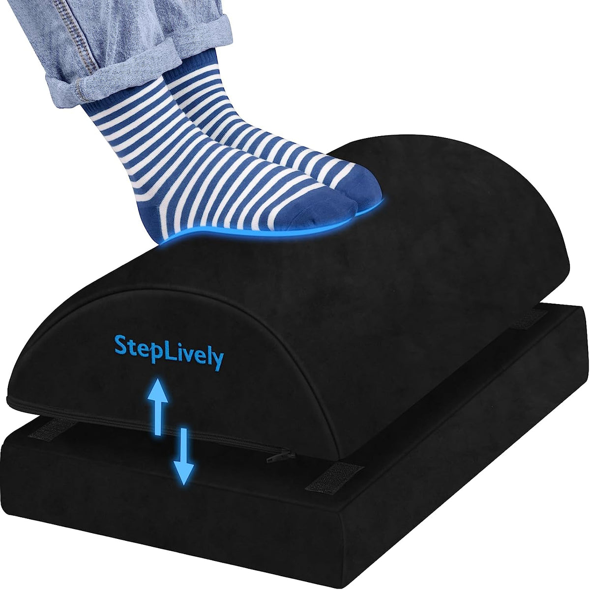 Foot Rest for under Desk at Work, 2 Heights Foot Stool, Black