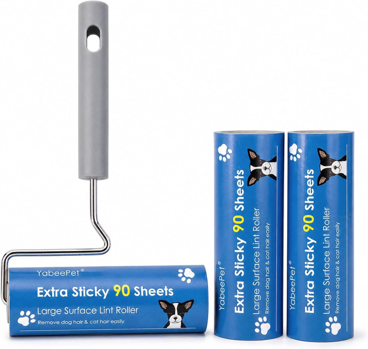 Extra Sticky Large Lint Roller, 6.3", 1 Roller + 2 Refills