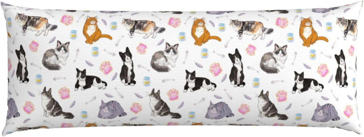 Cute Cats Body Pillow Pillowcase 20X60 Inches -Cute Animal Print Super Soft Flannel Body Pillow Cover with Hidden Zipper, for Home Decor, Gift Ideas